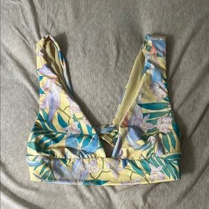 Billabong Floral Bikini Top - Yellow and Blue